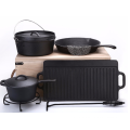 Pré-Temperado 7 Peça Ferro Fundido Holandês Forno Camping Cooking Set